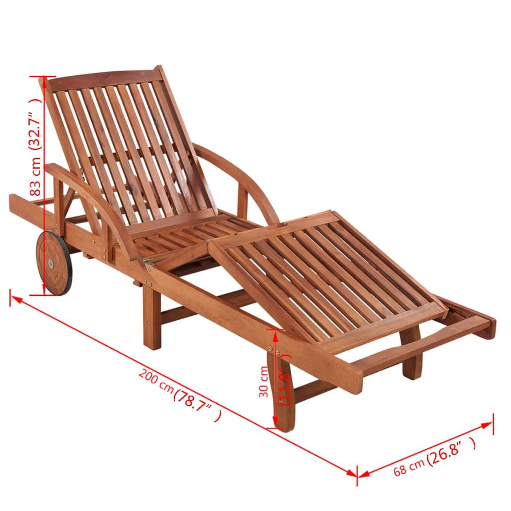 Chaise longue | Transat | Bain de soleil avec table Bois d'acacia solide - Image 10