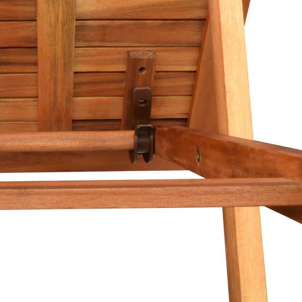 Chaise longue | Transat | Bain de soleil avec table Bois d'acacia solide - Image 7