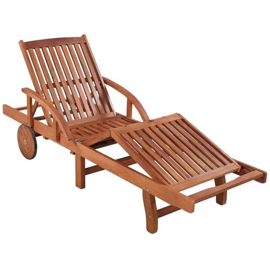 Chaise longue | Transat | Bain de soleil avec table Bois d'acacia solide - Image 3