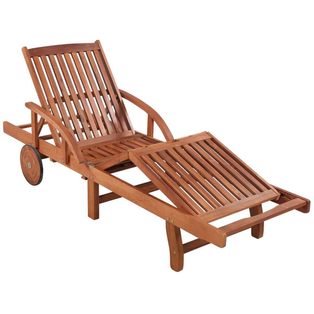 Chaise longue | Transat | Bain de soleil avec table Bois d'acacia solide - Image 3