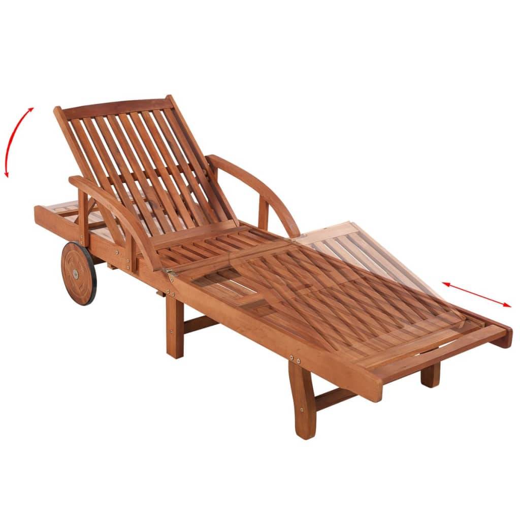 Chaise longue | Transat | Bain de soleil avec table Bois d'acacia solide - Image 4