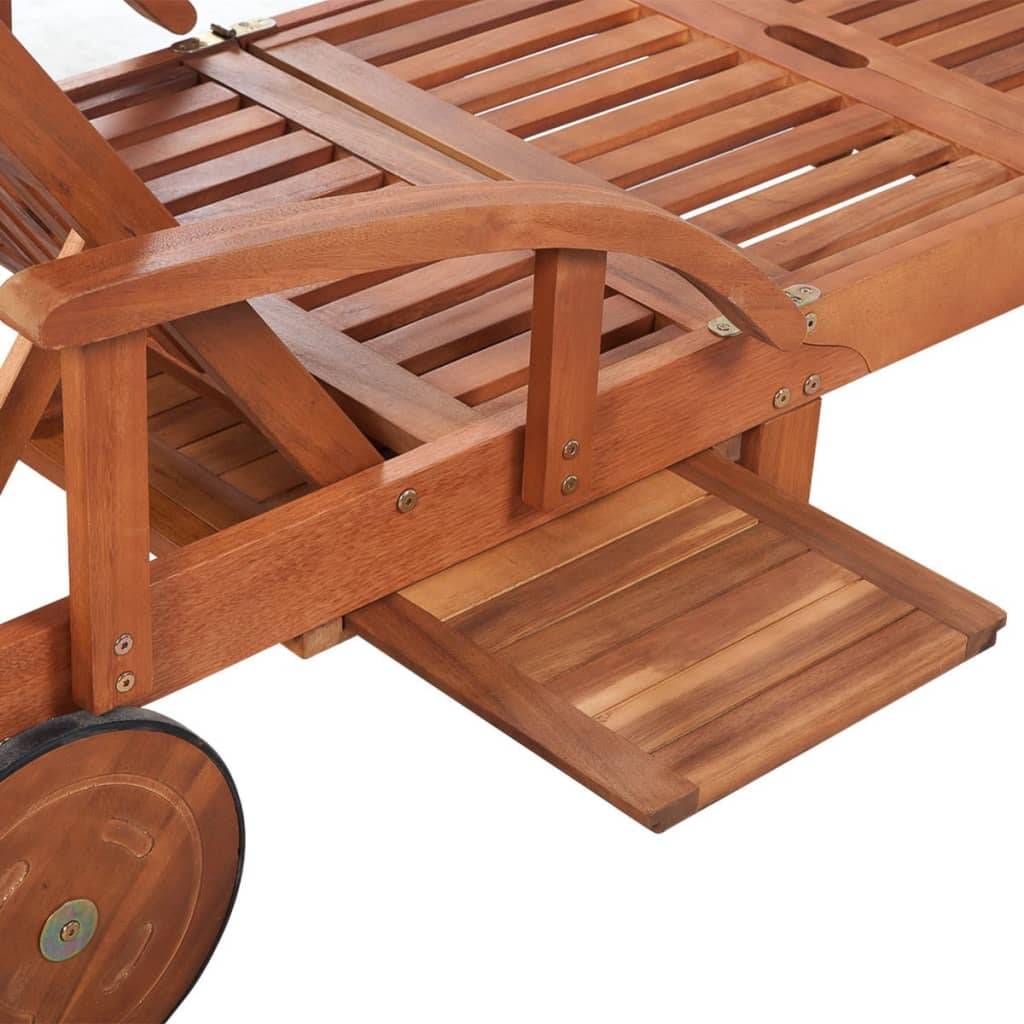 Chaise longue | Transat | Bain de soleil avec table Bois d'acacia solide - Image 6