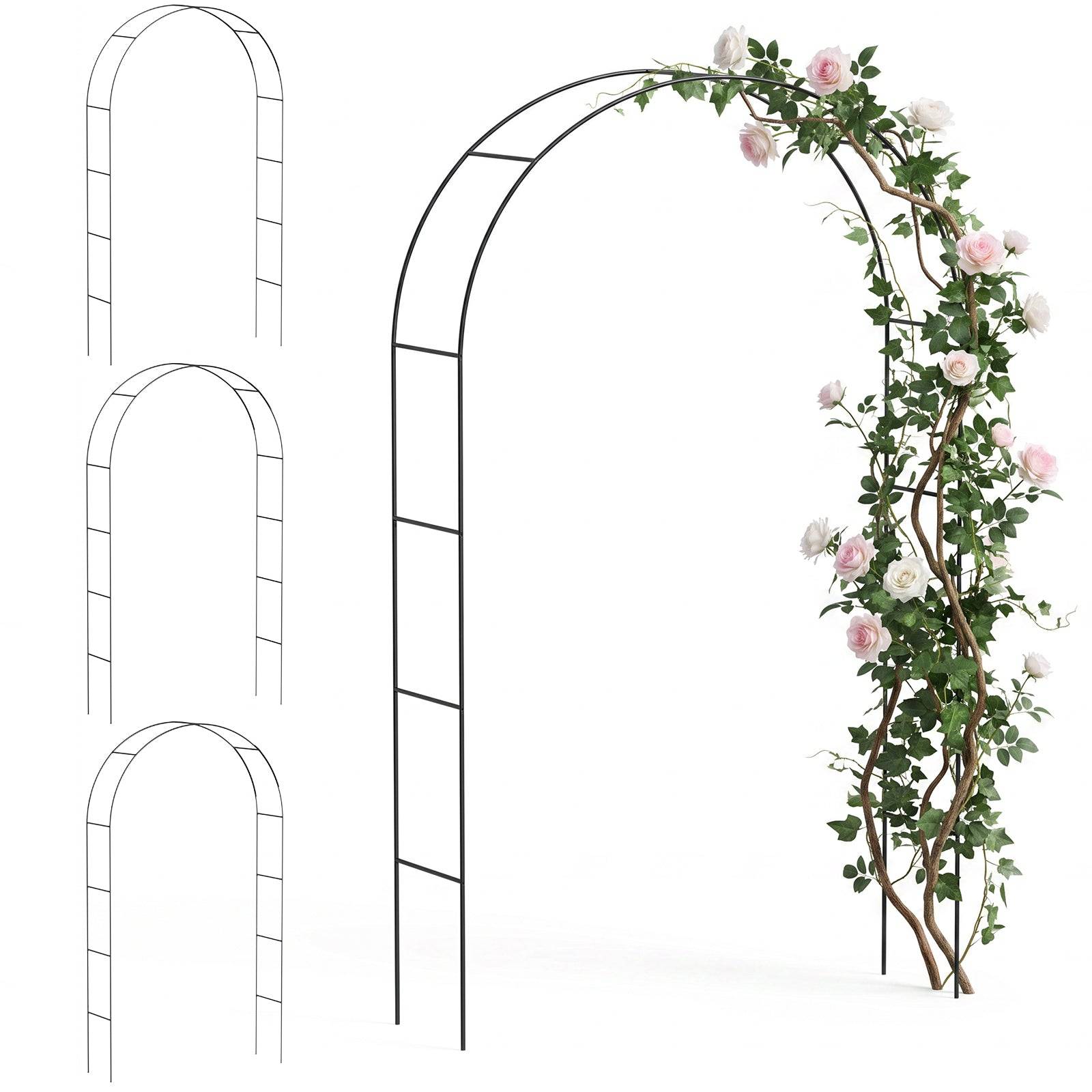 Vounot - Lot de 4 Arches de jardin en métal noir 140x37x240 cm - Support pour plantes grimpantes et rosiers - Structure modulable - VOUNOT® - Image 1