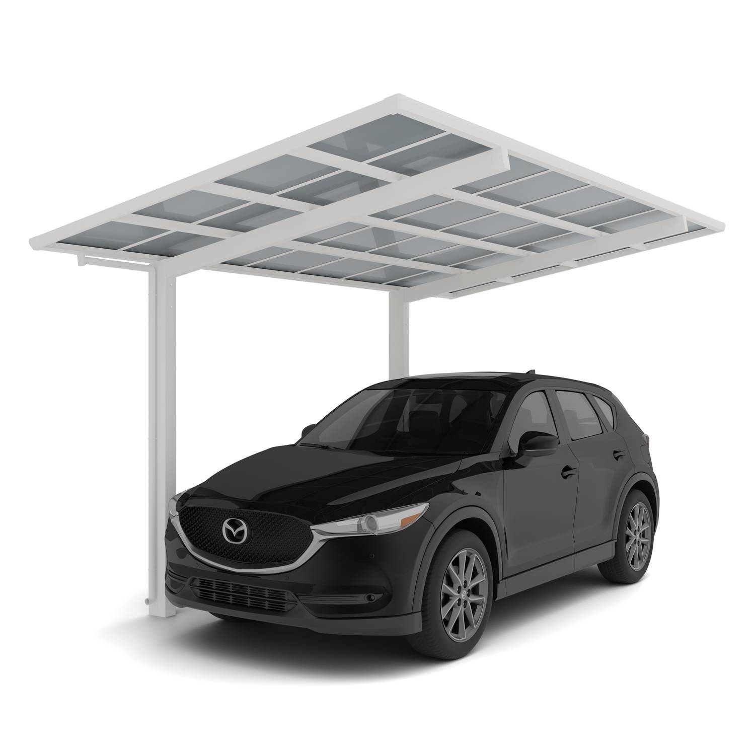 Carport simple avec 9 panneaux solaires - charge de toiture 100kgs/m² -  thermolaqué blanc - Ximax Standard Linea - Image 1