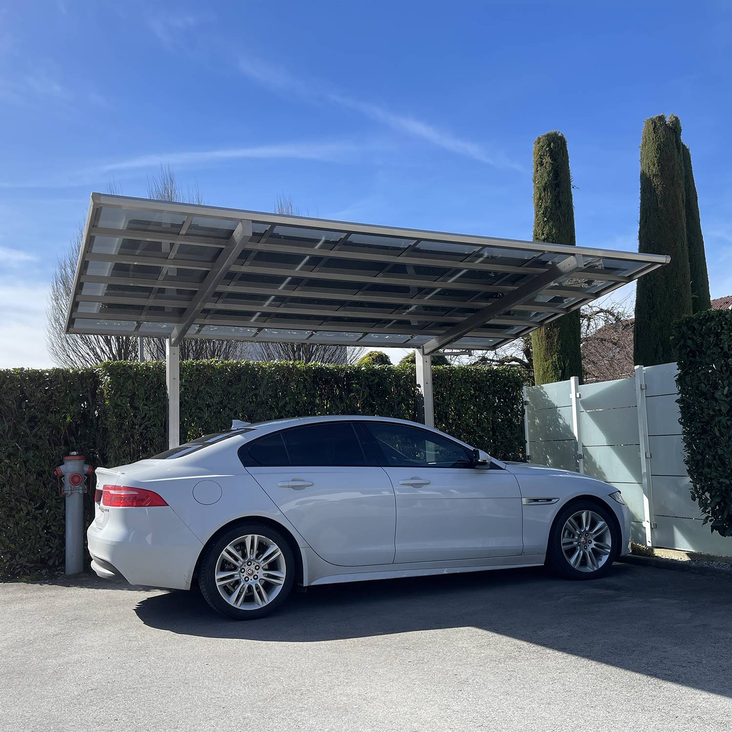 Carport simple avec 9 panneaux solaires - charge de toiture 100kgs/m² -  thermolaqué blanc - Ximax Standard Linea - Image 2