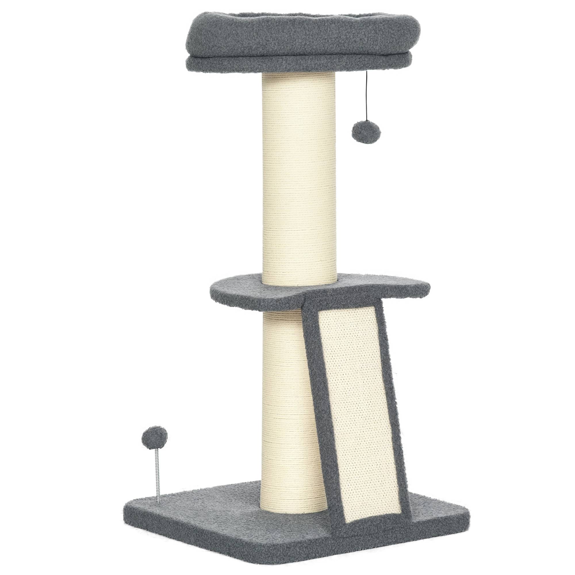 Arbre à chat sisal et peluche gris 48 x 48 x 92 cm - PANGIVO
