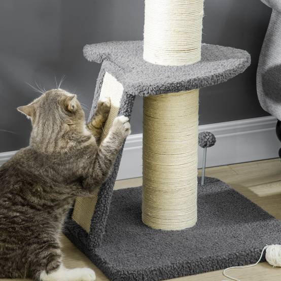 Arbre à chat sisal et peluche gris 48 x 48 x 92 cm - PANGIVO - Image 9