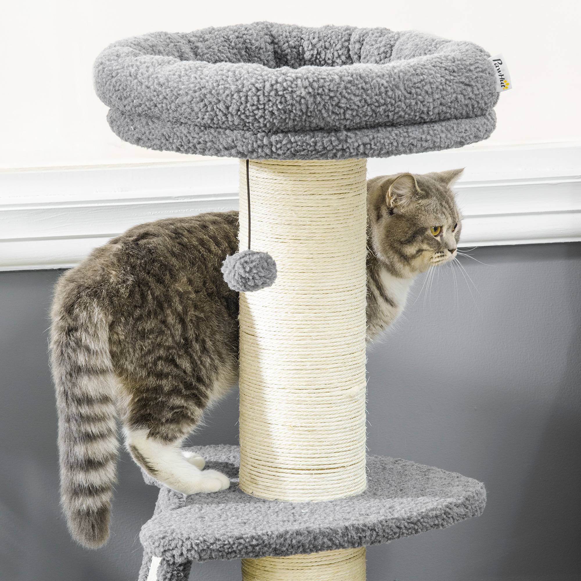 Arbre à chat sisal et peluche gris 48 x 48 x 92 cm - PANGIVO - Image 10