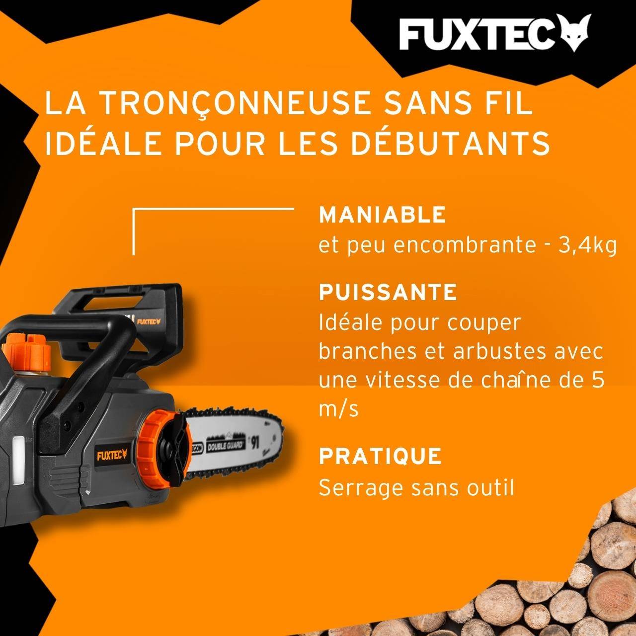 FUXTEC - Tronçonneuse batterie - FUXTEC FX-E1KS20 - 20V Guide 10 pouces - Sans batterie ni chargeur - Image 5