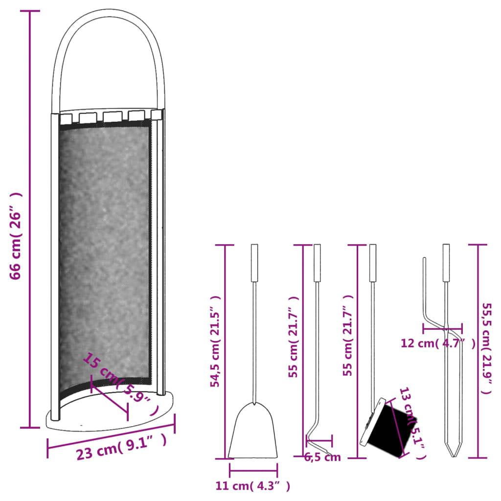 Set Serviteur de Cheminée Acier 5 Pièces pour Foyer Entretien du Feu 66 cm Noir - ComfortXL Outdoor Living - Image 10