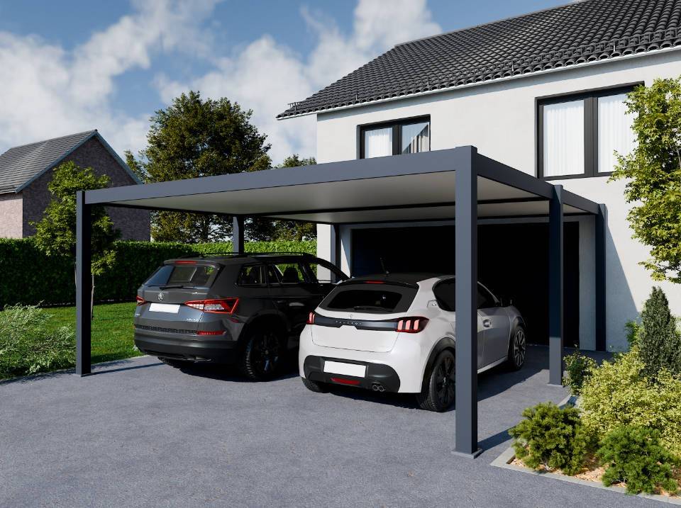 Carport Aluminium 570 x 645 cm WESTON - 37 m2 - Hauteur : 255 - 2 Voitures - Image 3