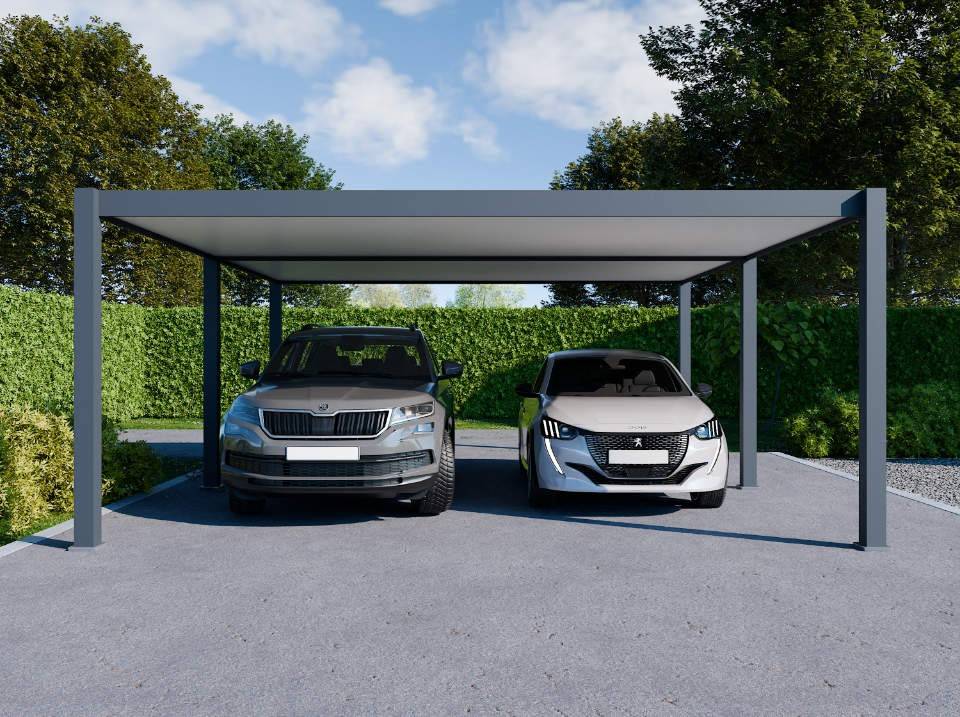 Carport Aluminium 570 x 645 cm WESTON - 37 m2 - Hauteur : 255 - 2 Voitures - Image 1
