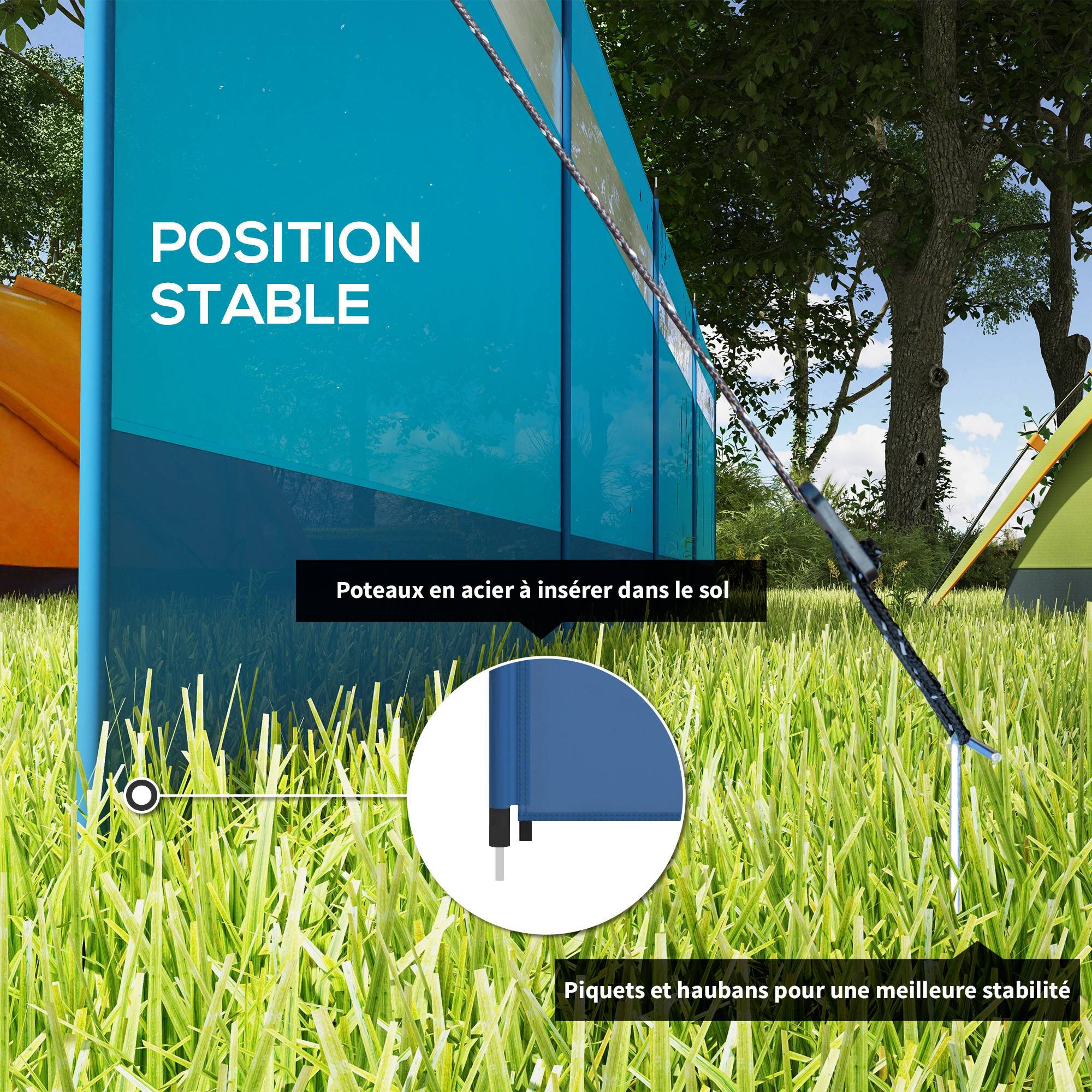 Paravent de camping polyester bleu 725 x 0.1 x 140 cm - PANGIVO - Image 7