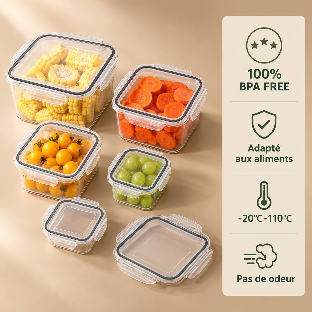 Boîtes de Conservation Alimentaire Hermétiques avec Couvercles Lot de 50 - Image 7