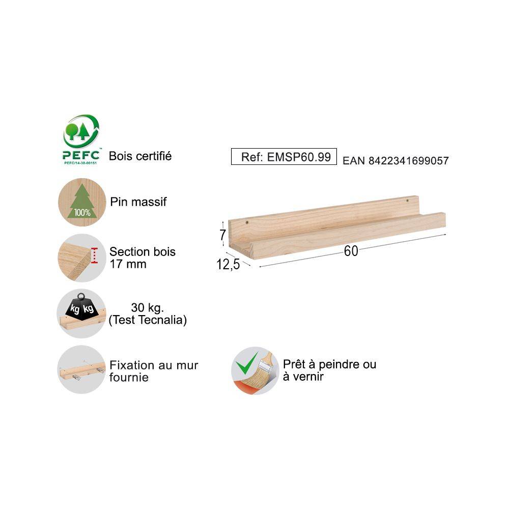 Étagère en pin Kit Line 60 cm - Image 3