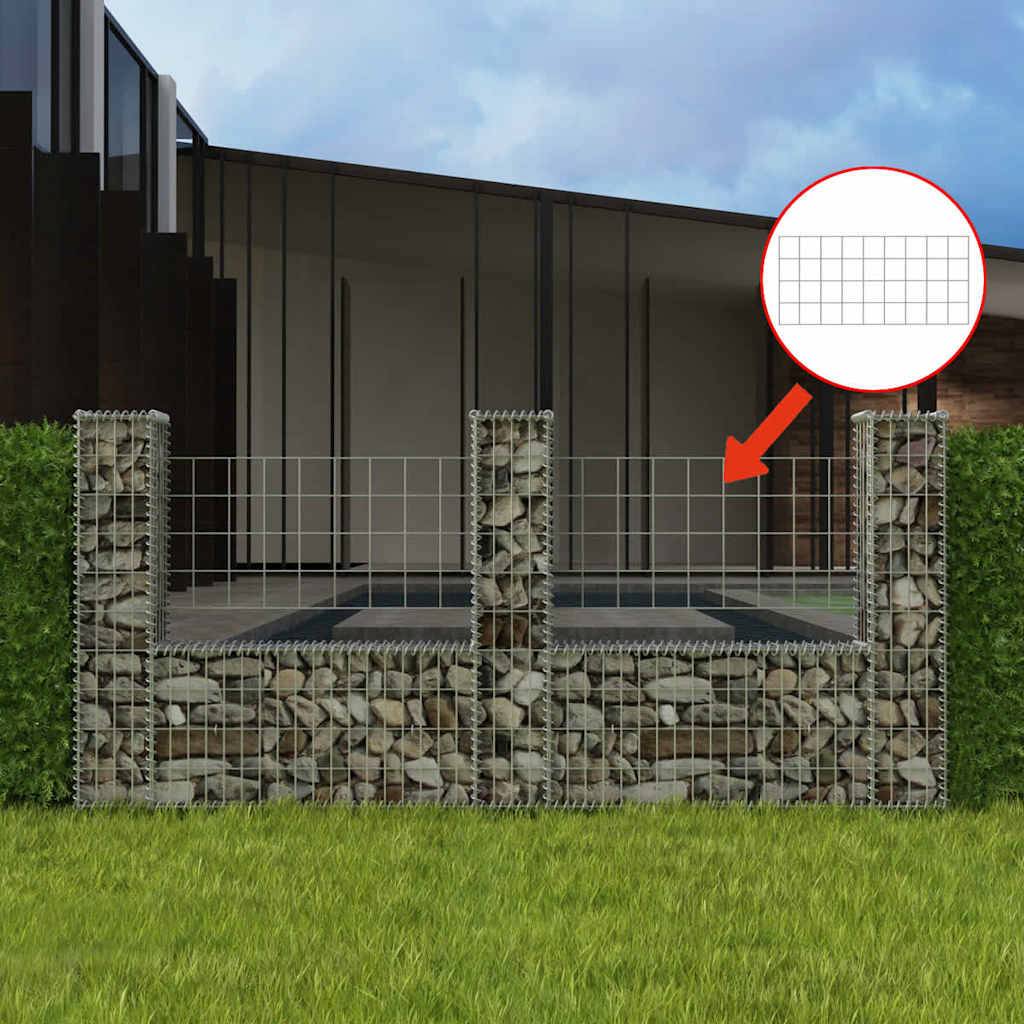 PANGIVO - Panier de gabion en forme de U Acier galvanisé Argenté 240 x 20 x 100 cm - PANGIVO - Image 1
