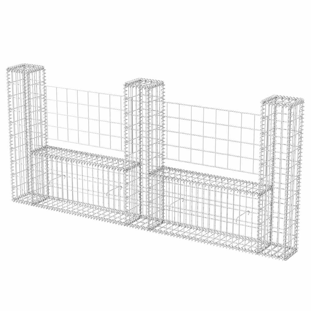 PANGIVO - Panier de gabion en forme de U Acier galvanisé Argenté 240 x 20 x 100 cm - PANGIVO - Image 2