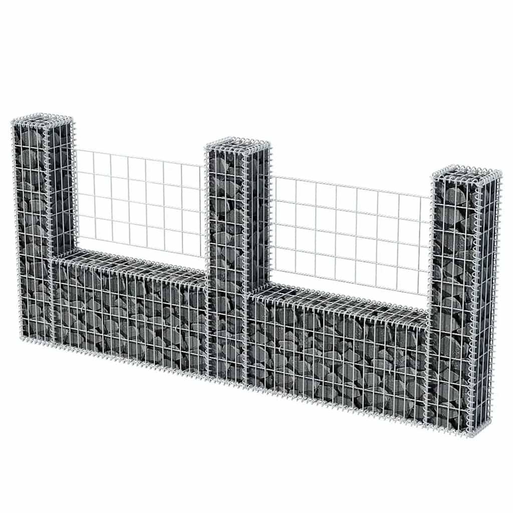 PANGIVO - Panier de gabion en forme de U Acier galvanisé Argenté 240 x 20 x 100 cm - PANGIVO - Image 3