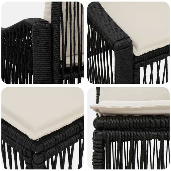 Vidaxl - Ensemble de canapé de jardin 4 pcs-Salons de jardin 4 place Noir polyrotin 178959 - Image 5