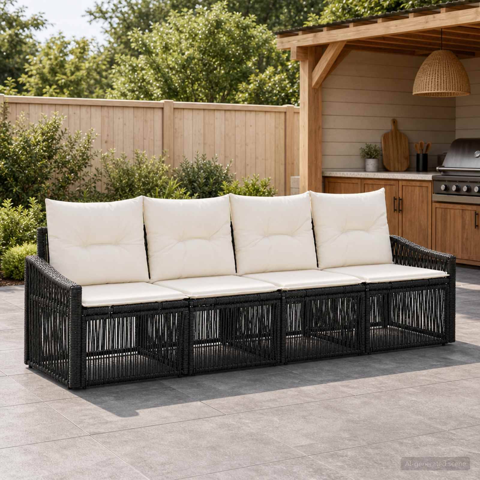 Vidaxl - Ensemble de canapé de jardin 4 pcs-Salons de jardin 4 place Noir polyrotin 178959 - Image 1