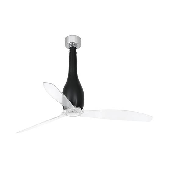 Ventilateur plafond acier noir mat pales polycarbonate transparent DC 6 vitesses inverse telecom - Image 2