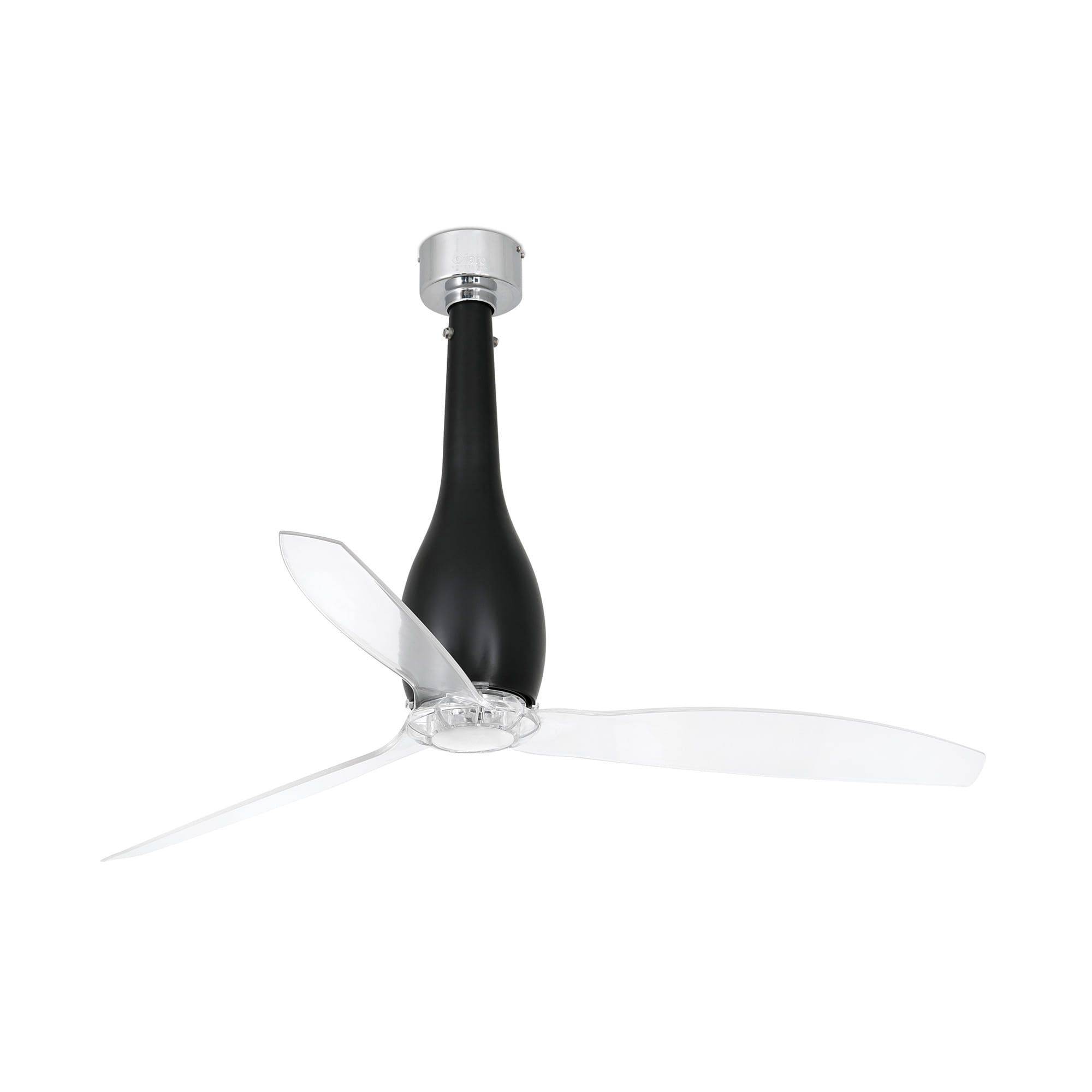 Ventilateur plafond acier noir mat pales polycarbonate transparent DC 6 vitesses inverse telecom - Image 2