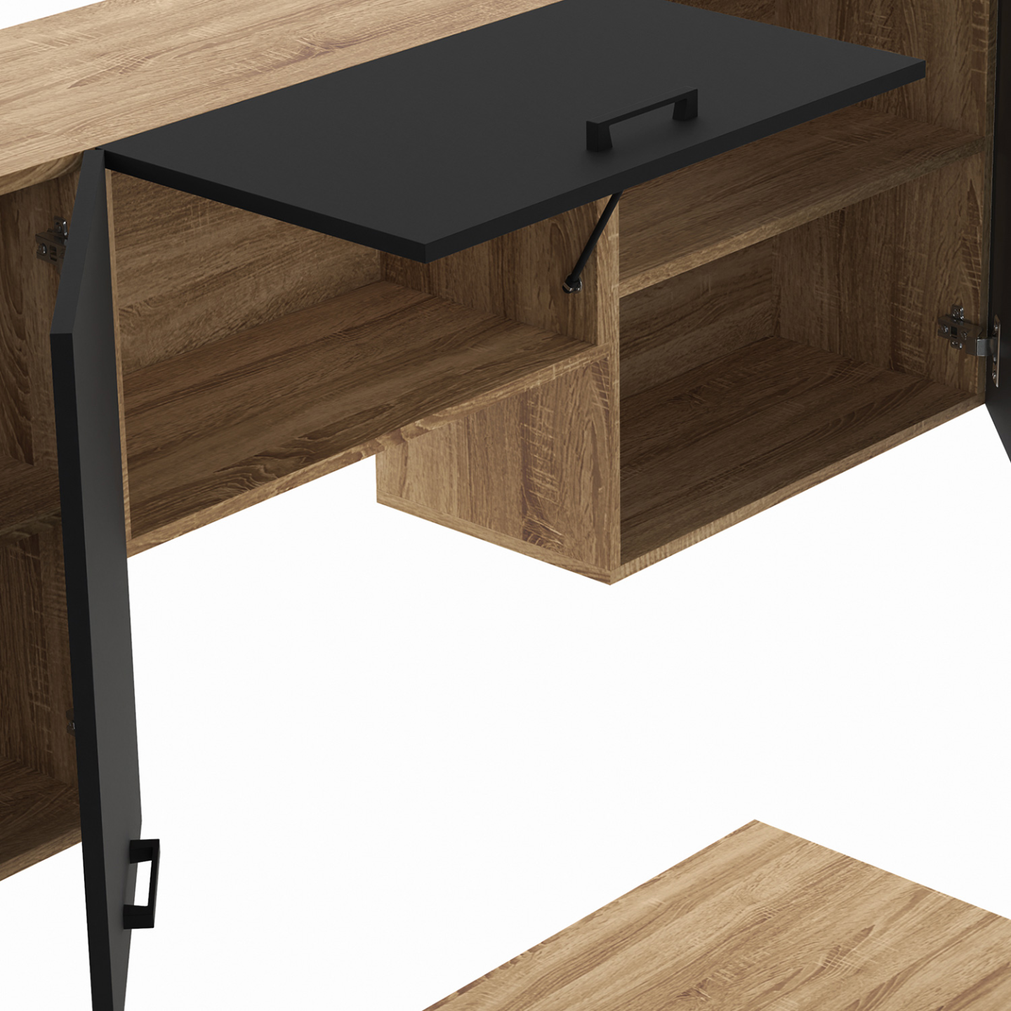 Cuisine complète 240 cm SUBTIL avec plan de travail 7 éléments bois et noir - Image 6