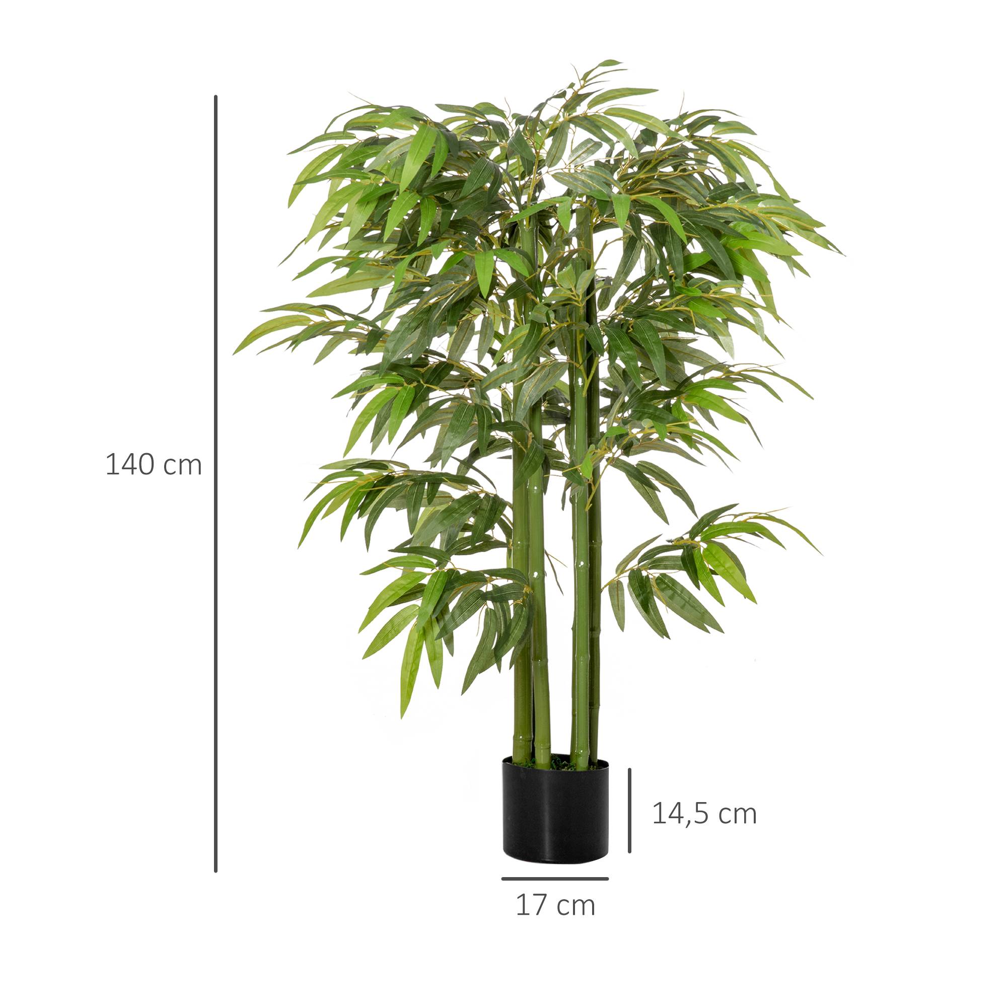 Plante artificielle bambou arbre artificiel 140 cm avec pot, fausse plante décoration d'intérieur - Image 5