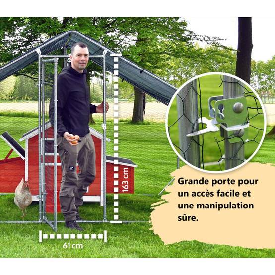 Enclos poulailler 4m2 parc grillage metal inclus bâche pout toit imperméable UV - Image 4