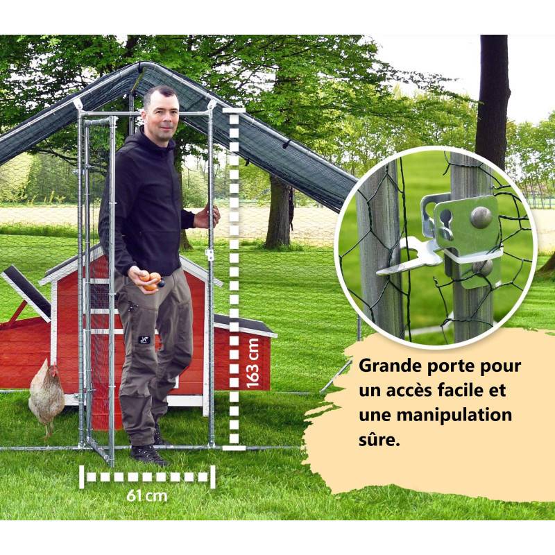 Enclos poulailler 4m2 parc grillage metal inclus bâche pout toit imperméable UV - Image 4
