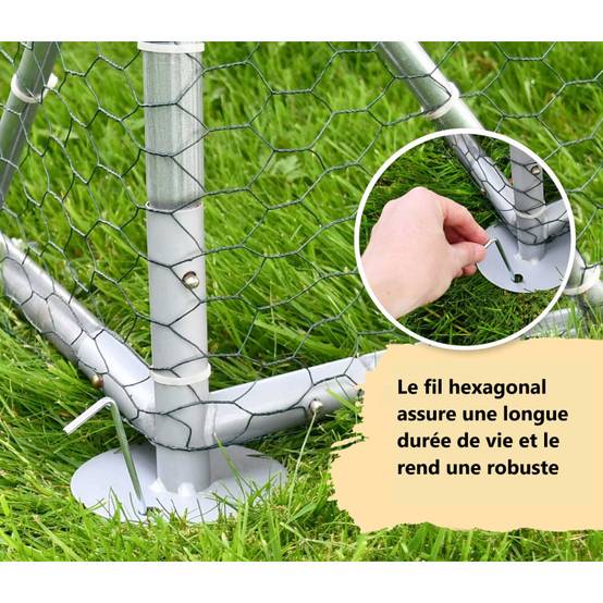 Enclos poulailler 4m2 parc grillage metal inclus bâche pout toit imperméable UV - Image 5
