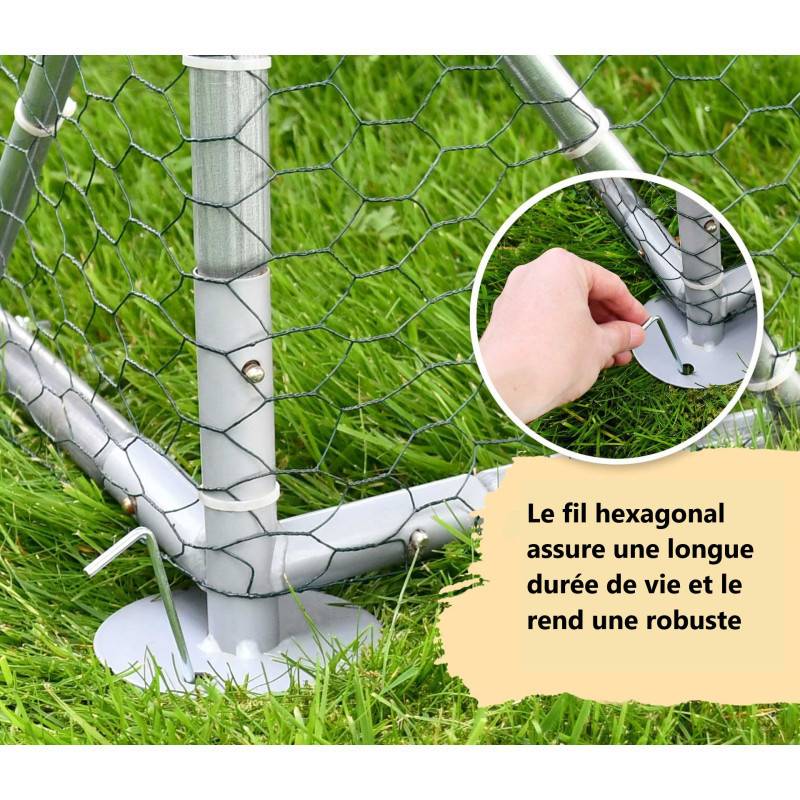 Enclos poulailler 4m2 parc grillage metal inclus bâche pout toit imperméable UV - Image 5