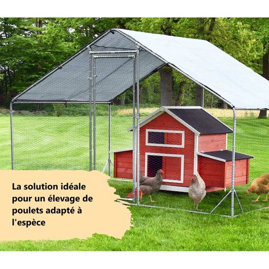 Enclos poulailler 4m2 parc grillage metal inclus bâche pout toit imperméable UV - Image 3