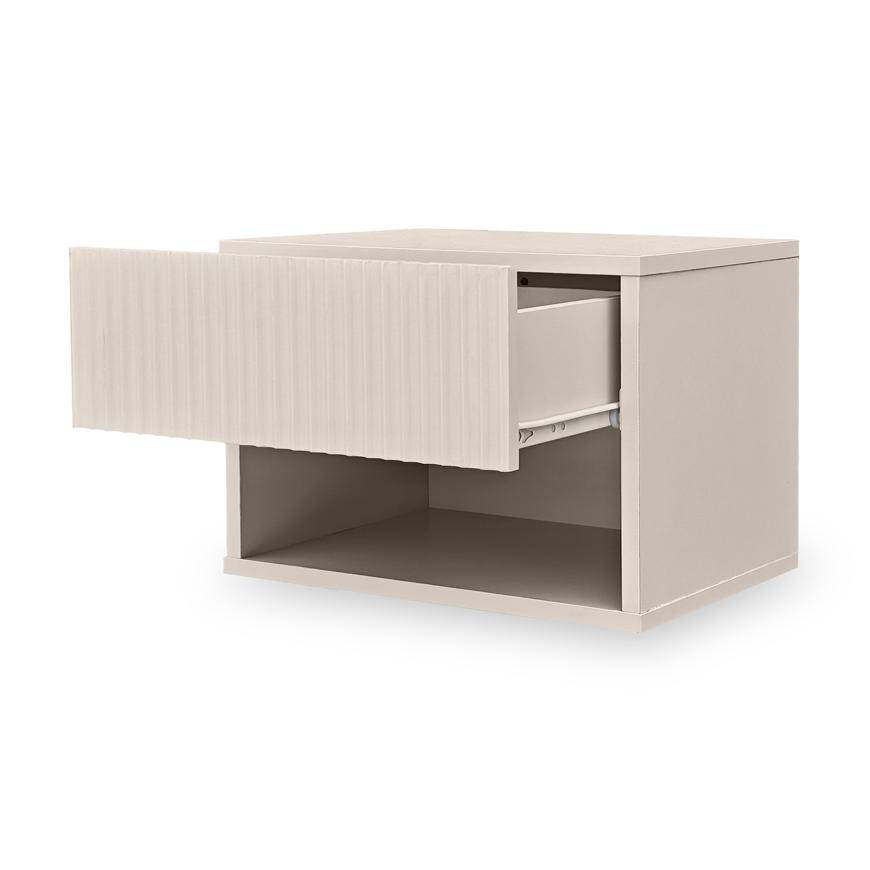 Sicaan Lot de 2 tables de chevet suspendues beiges à tasseaux - LEYA - Image 7