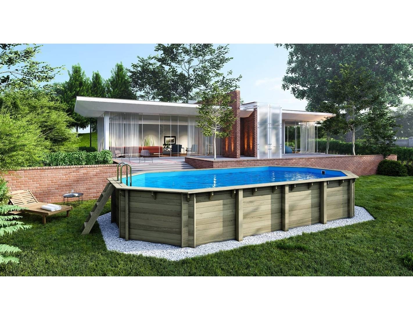 Altanka - Piscine en bois 8.57x4.57 - H.1.31 m fixations à sceller - BAS746OSPI - Image 1