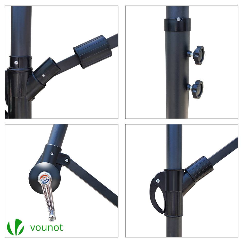 Vounot - Parasol déporté inclinable 3M avec housse de protection gris - 18 Baleines - Hauteur ajustable, inclinaison réglable, rotatif 360° - VOUNOT® - Image 3