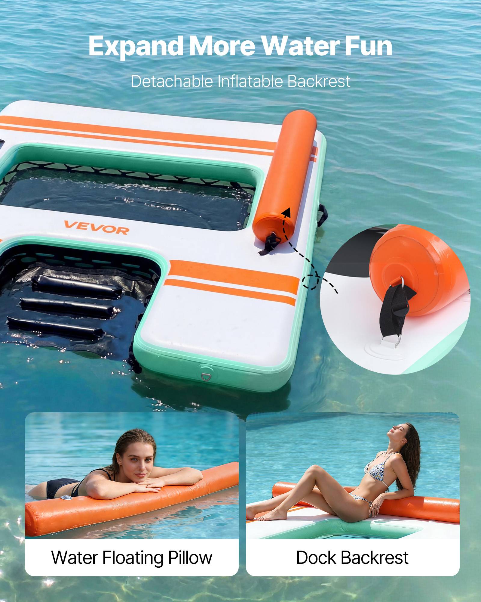 Vevor - VEVOR Quai Flottant Gonflable Plateforme de Quai 2,44x1,83 m avec Sac Transport - Image 3