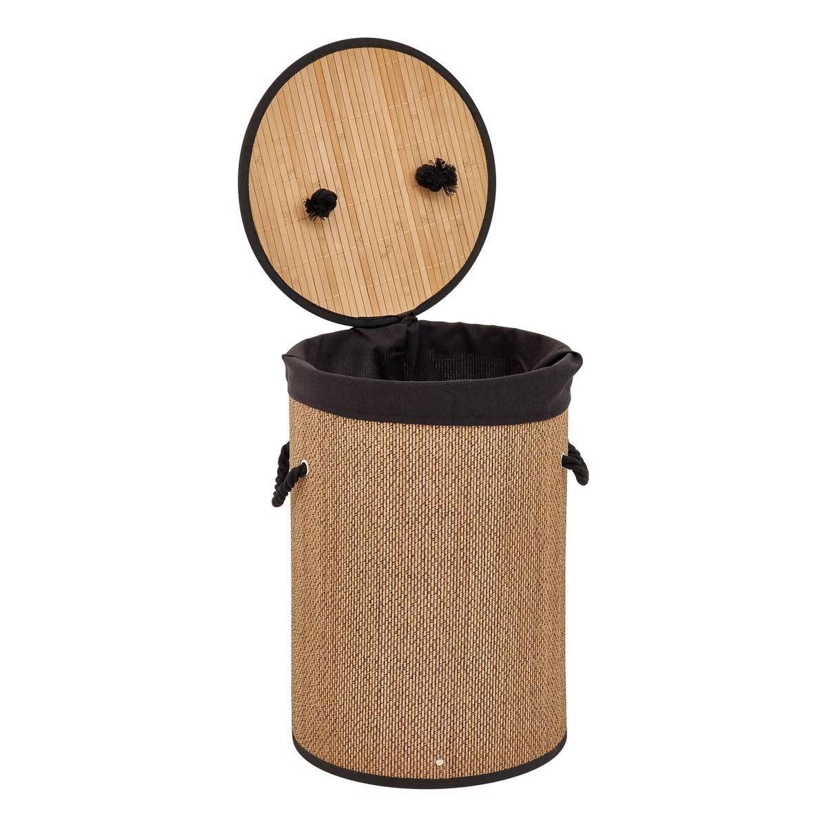 Panier à Linge en Bambou "Stemy" 48L Noir - Image 2