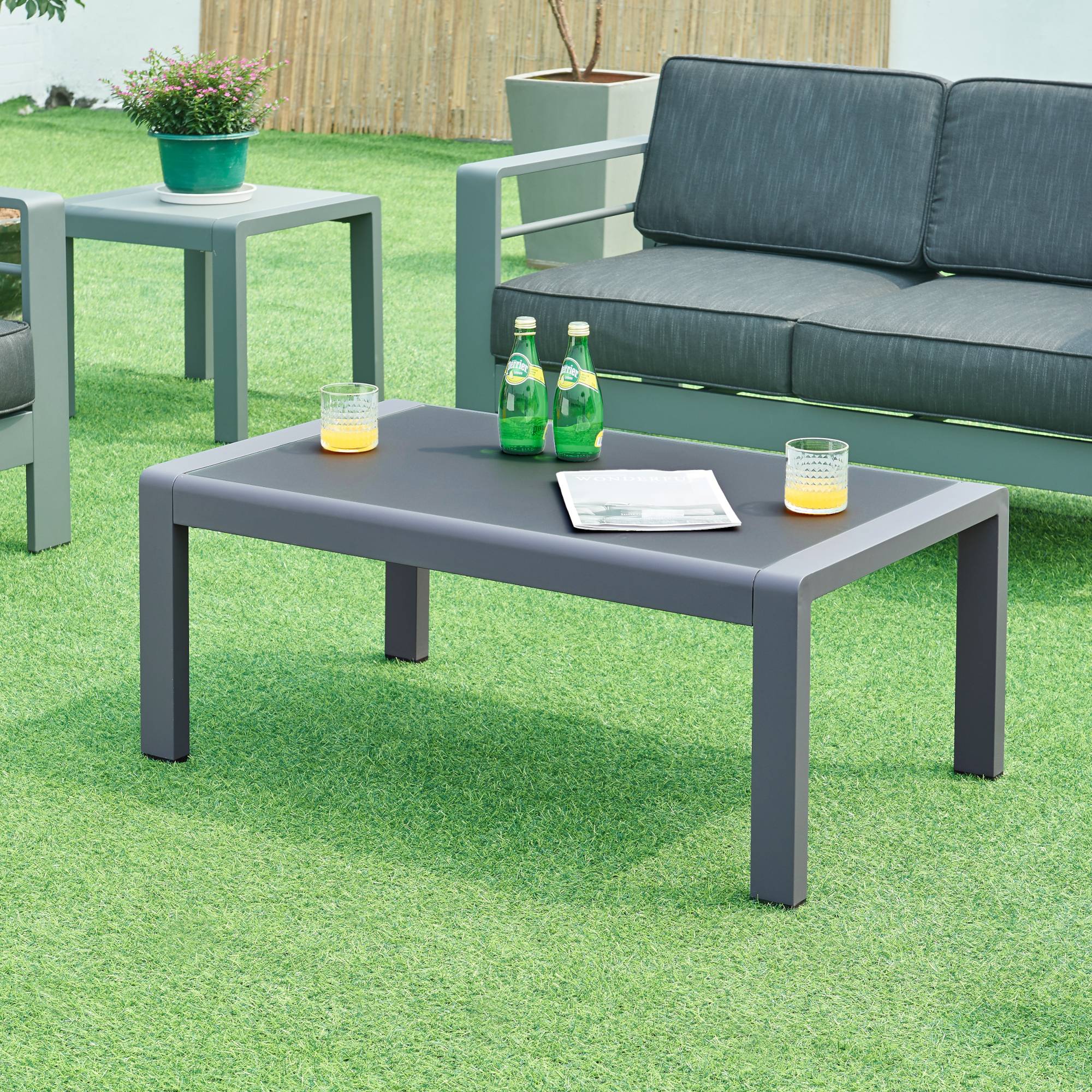 Casa.Pro - Table basse de jardin Avise verre trempé 100 x 60 x 40 cm anthracite casa.pro - Image 2