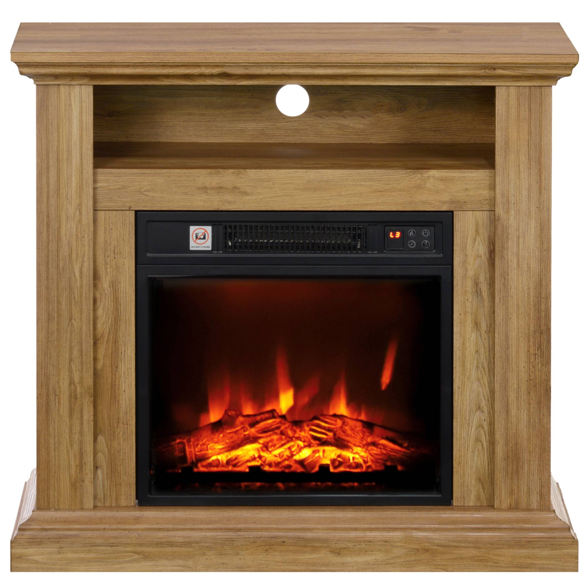 Cheminée électrique 1800 W avec flamme 3D, minuterie et télécommande, en bois, métal et verre, 81,5 x 30 x 76,2 cm, marron - Image 2