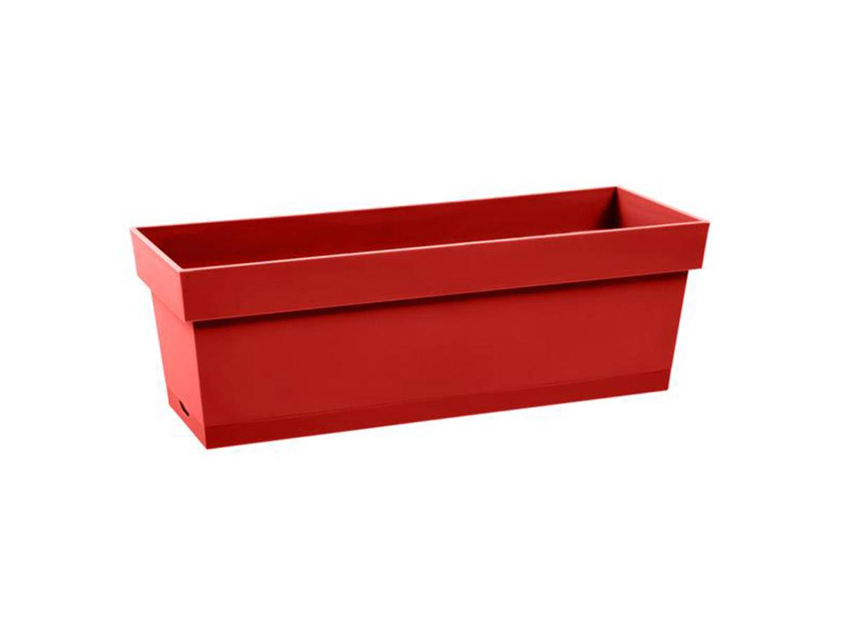 Eda - Jardinière Toscane + plateau clipsé 50 x 18 x 16,7 cm - Rouge rubis - Eda