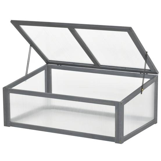 Mini serre bois terrasse protection hivernale 100x65x40cm gris - ComfortXL Outdoor Living - Image 1