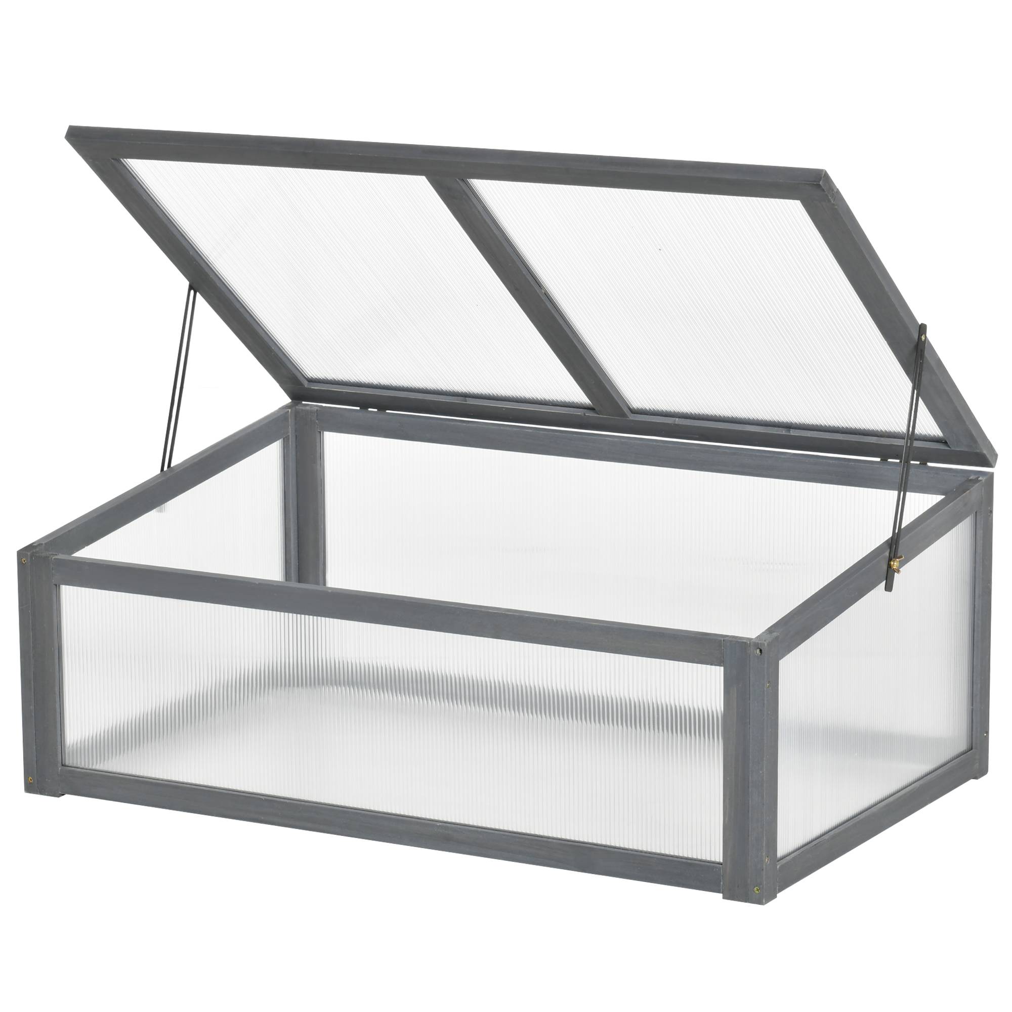 Mini serre bois terrasse protection hivernale 100x65x40cm gris - ComfortXL Outdoor Living - Image 1
