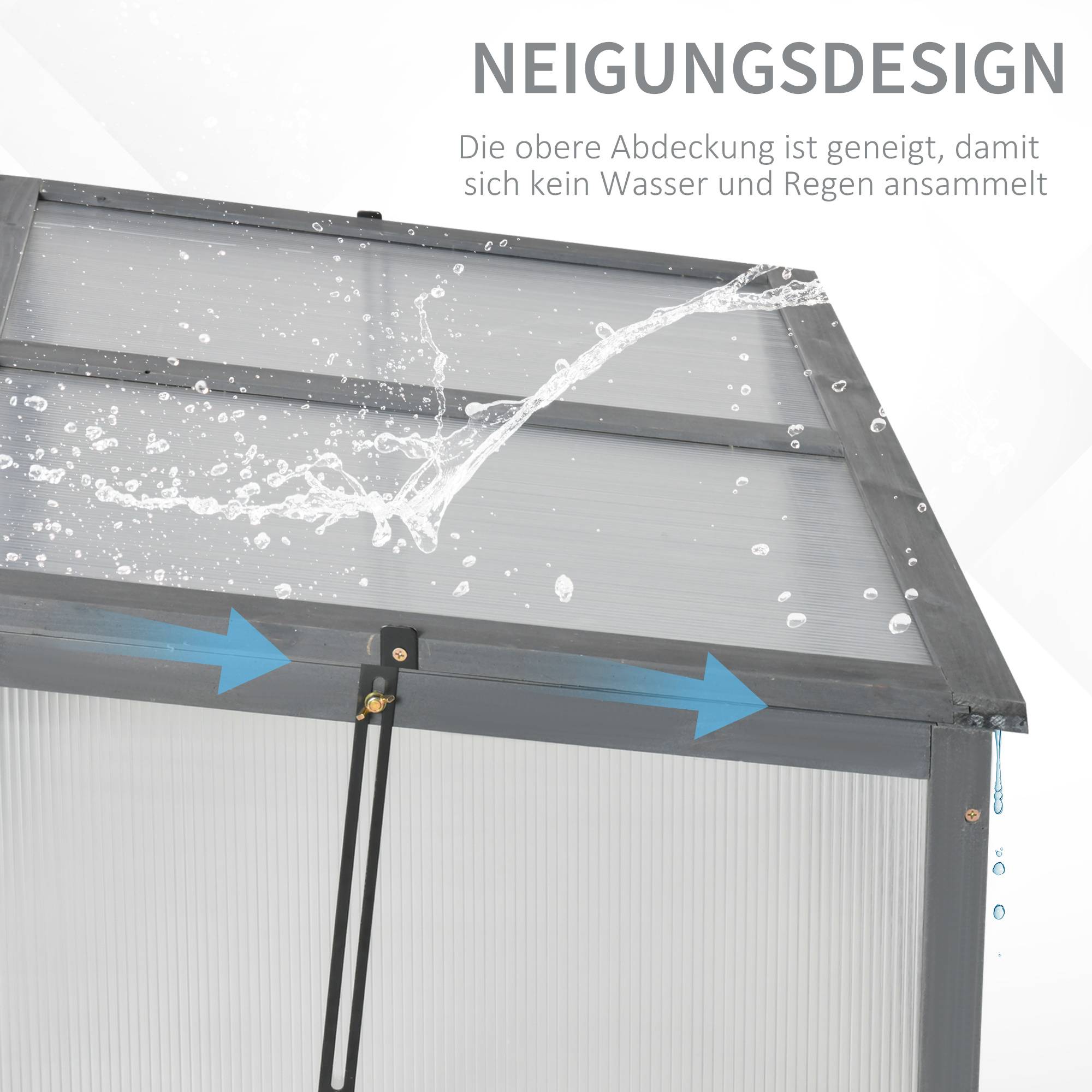 Mini serre bois terrasse protection hivernale 100x65x40cm gris - ComfortXL Outdoor Living - Image 8