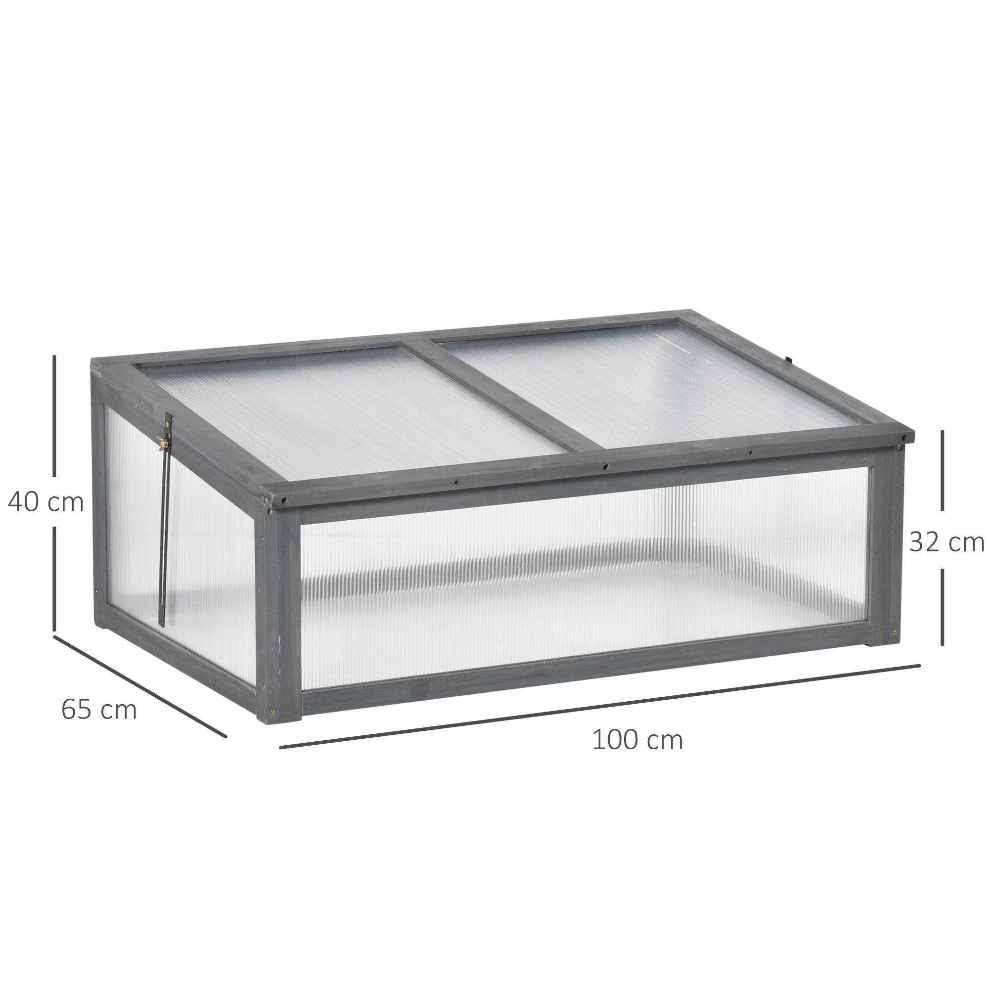Mini serre bois terrasse protection hivernale 100x65x40cm gris - ComfortXL Outdoor Living - Image 5