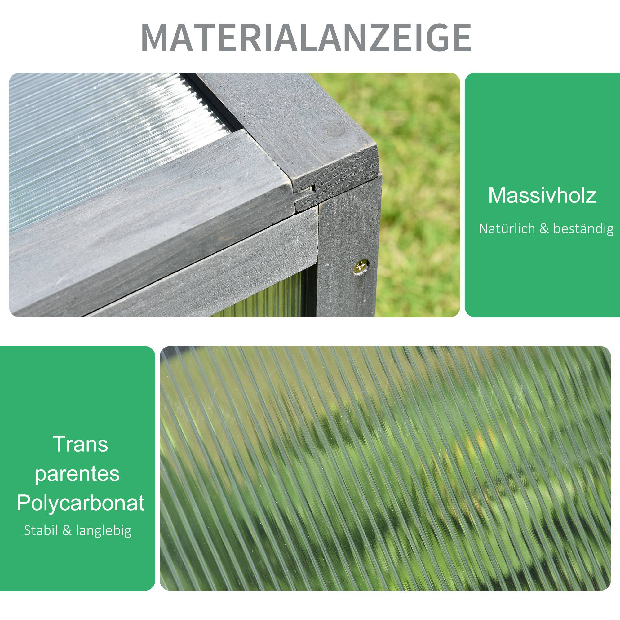 Mini serre bois terrasse protection hivernale 100x65x40cm gris - ComfortXL Outdoor Living - Image 6
