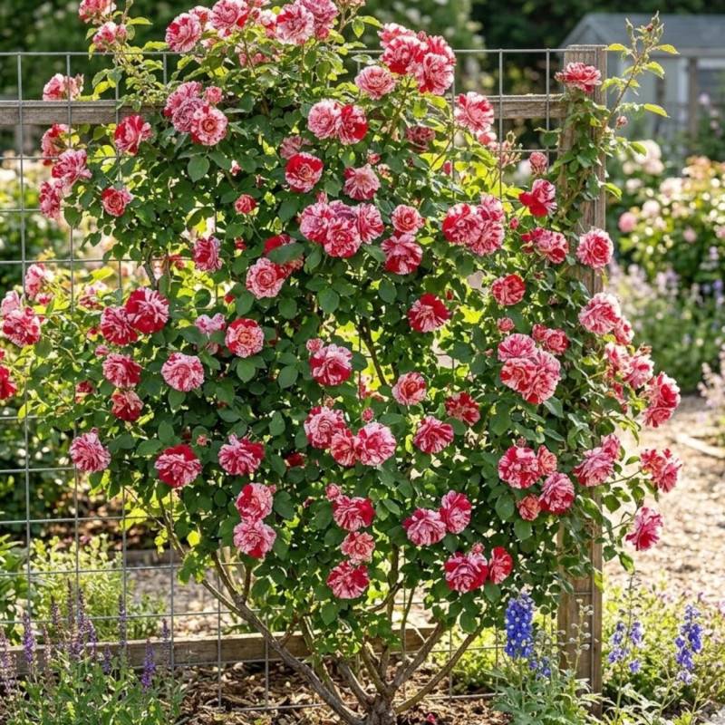 Rosier grimpant Pirate® 'Croastrali' à fleurs Blanche/Rouge - feuillage Caduc - Pot de 3L - 20/40 cm - Image 3