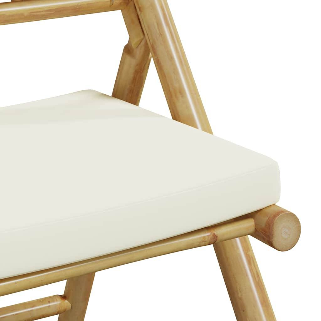 Vidaxl - Ensemble de bistro pliante 3 pcs-Salons de jardin et coussins blanc crème bambou 174965 - Image 9