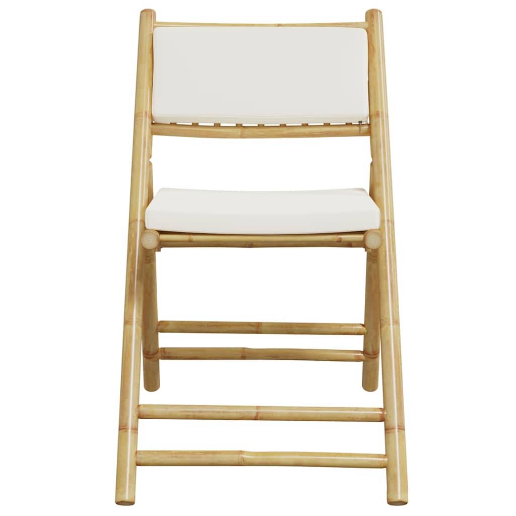 Vidaxl - Ensemble de bistro pliante 3 pcs-Salons de jardin et coussins blanc crème bambou 174965 - Image 6