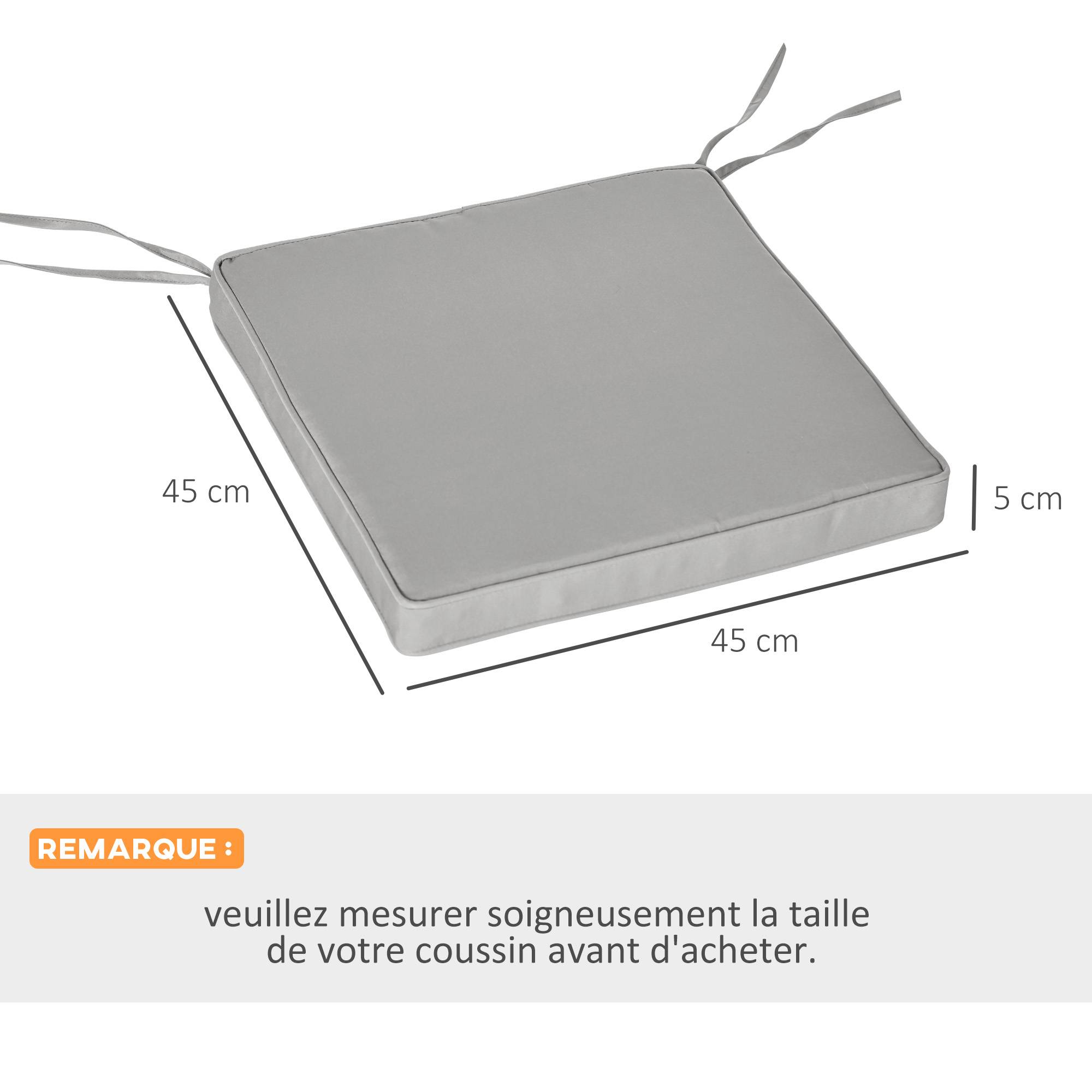 Lot de 2 Coussins de Chaise Fauteuil de Jardin Coussins d'assise déhoussables Rembourrage 5 cm Polyester Gris clair - Image 5